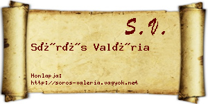 Sörös Valéria névjegykártya